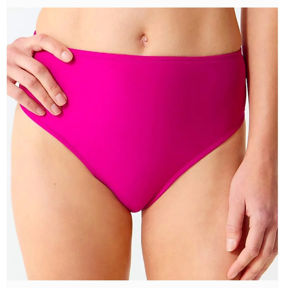 J Crew Fuchsia Pink High-Rise Bikini Bottom Plus Size 3X NWT Moderate Coverage